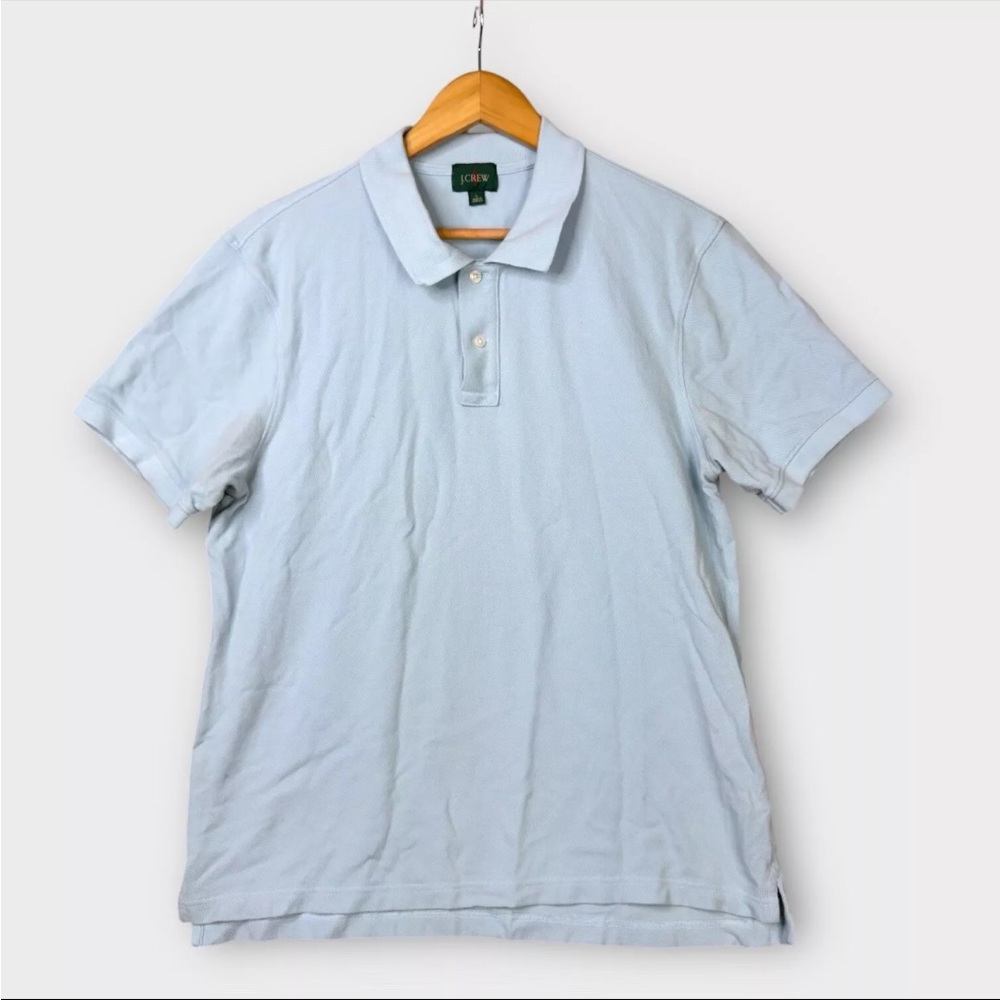 J.CREW Oarsman Label Polo Shirt Men's Large Blue Short Sleeve Preppy Golf Beach